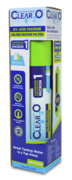 CLEAR2O® RV AND MARINE INLINE WATER FILTER - CRV2006 - Experience Ultimate Water Purification with Our 1 Micron Solid Carbon Filter