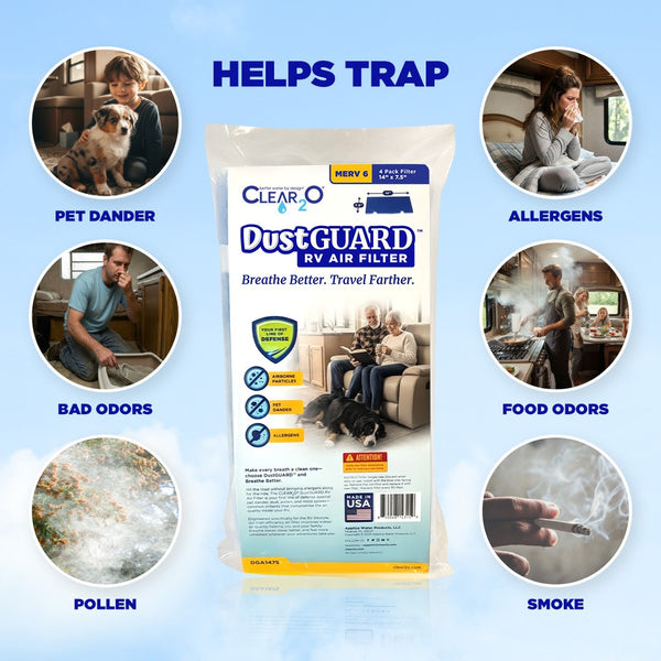 CLEAR2O DUSTGUARD RV AIR FILTER 14" X 7.5" (4 FILTER PK)