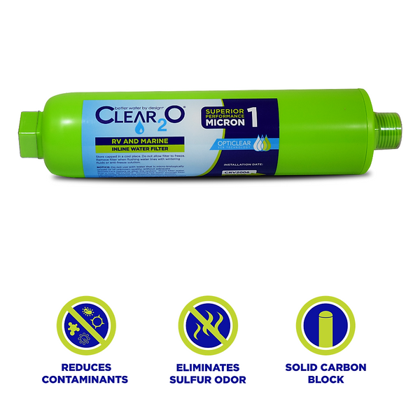 Get the Best Tasting Campground Water Ever! - CLEAR2O (CRV2006-3) 3-Pack RV & Marine Inline Water Filter Eliminates Sulfur Taste, Odors, and Contaminants for Fresh, Clean Drinking Water