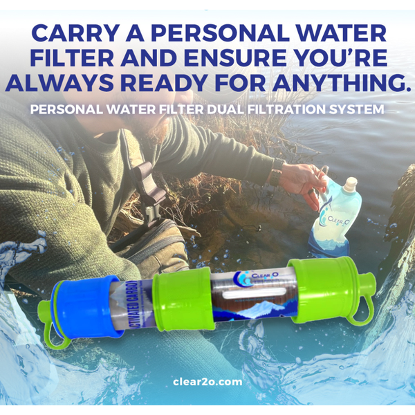 CLEAR2O® PERSONAL WATER FILTER DUAL FILTRATION SYSTEM - PWF850 - Drink Safe Water Anywhere - Personal Water Filter for Hiking, Camping, Travel & Emergency