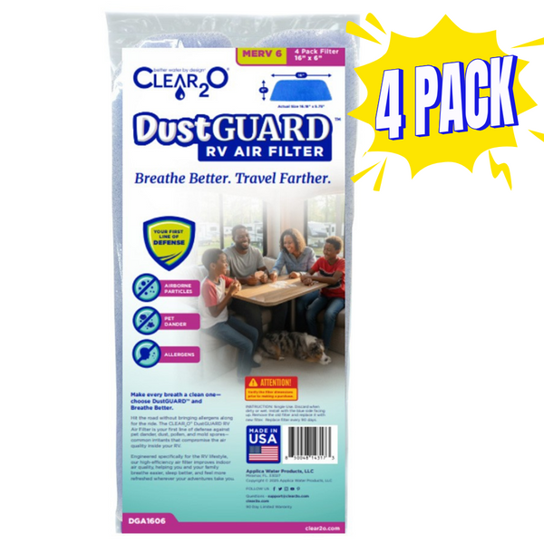 CLEAR2O DUSTGUARD RV AIR FILTER 16" X 6" (4 FILTER PK)