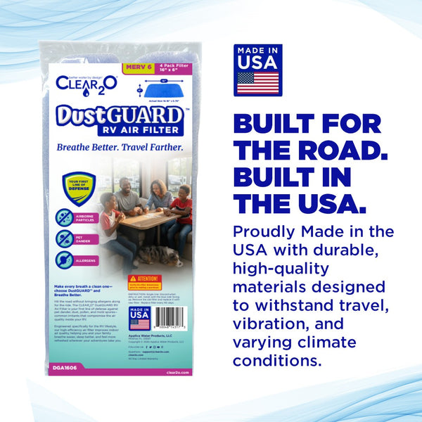 CLEAR2O DUSTGUARD RV AIR FILTER 16" X 6" (4 FILTER PK)