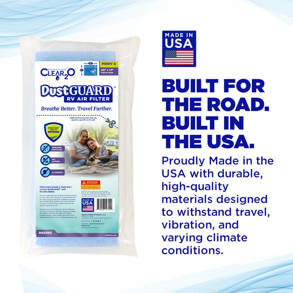 CLEAR2O DUSTGUARD RV AIR FILTER 20" X 17" CUT TO SIZE - DGA2017