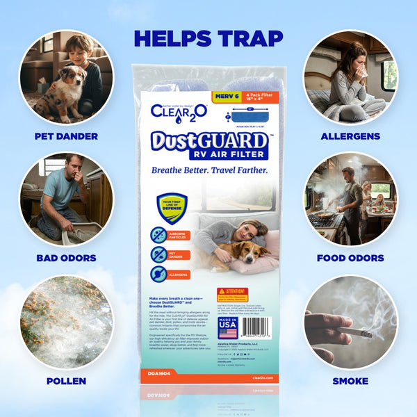 CLEAR2O DUSTGUARD RV AIR FILTER 16" X 4" (4 FILTER PK)
