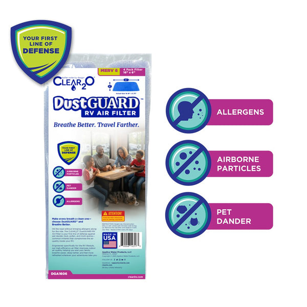 CLEAR2O DUSTGUARD RV AIR FILTER 16" X 6" (4 FILTER PK)