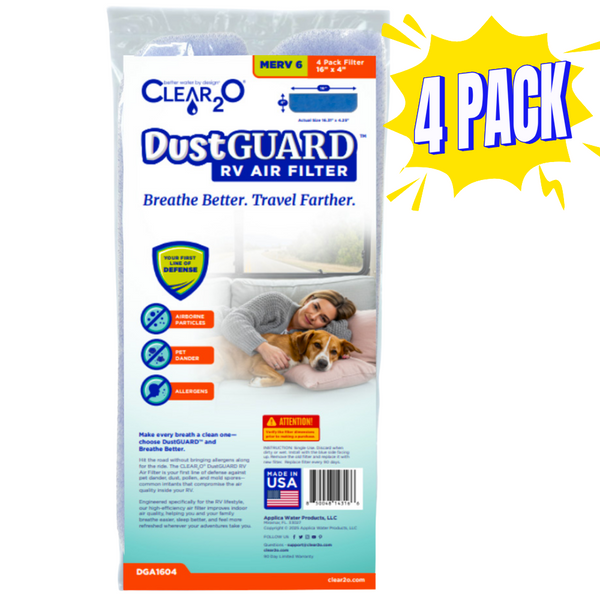 CLEAR2O DUSTGUARD RV AIR FILTER 16" X 4" (4 FILTER PK)