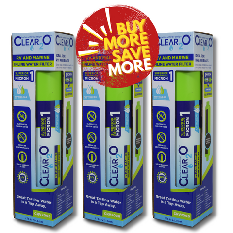 Get the Best Tasting Campground Water Ever! - CLEAR2O (CRV2006-3) 3-Pack RV & Marine Inline Water Filter Eliminates Sulfur Taste, Odors, and Contaminants for Fresh, Clean Drinking Water