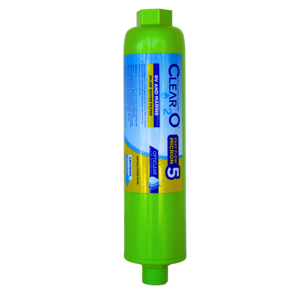 CLEAR2O® RV and Marine Inline Water Filter - CRV1005 - Unlock High-Flow, Great-Tasting Water. Only Clear2O provides Revolutionary 5 Micron Carbon Block Filtration System for RVs and Marine Use!