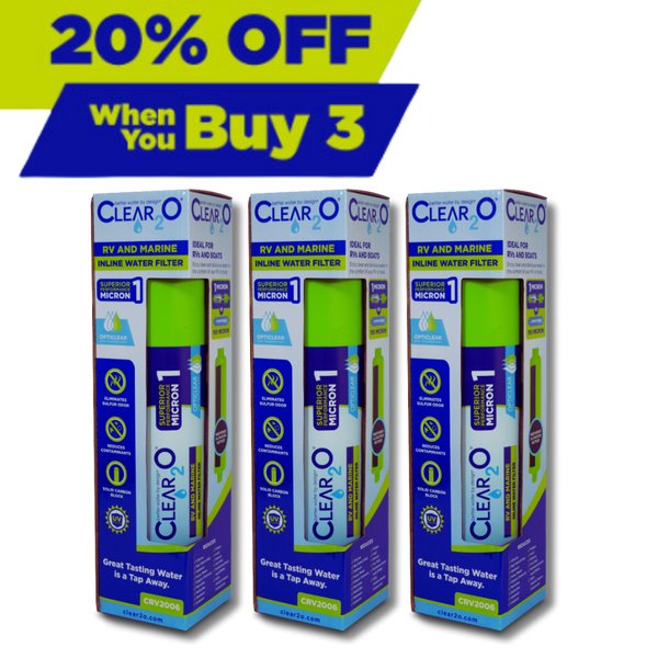 Get the Best Tasting Campground Water Ever! - CLEAR2O (CRV2006-3) 3-Pack RV & Marine Inline Water Filter Eliminates Sulfur Taste, Odors, and Contaminants for Fresh, Clean Drinking Water