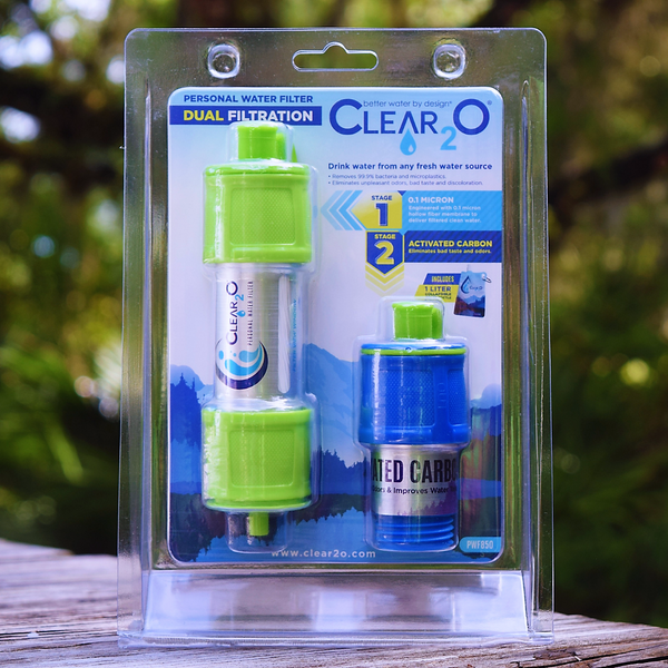 CLEAR2O® PERSONAL WATER FILTER DUAL FILTRATION SYSTEM - PWF850 - Drink Safe Water Anywhere - Personal Water Filter for Hiking, Camping, Travel & Emergency