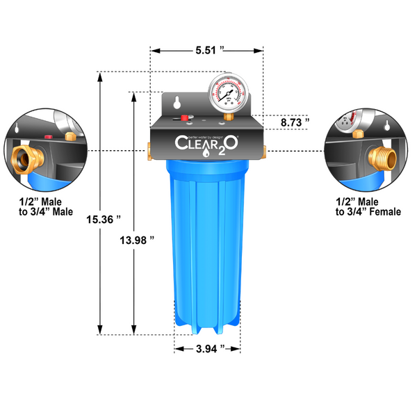 CLEAR2O® RV CANISTER WATER FILTRATION SYSTEM MOUNTED - CSC100B